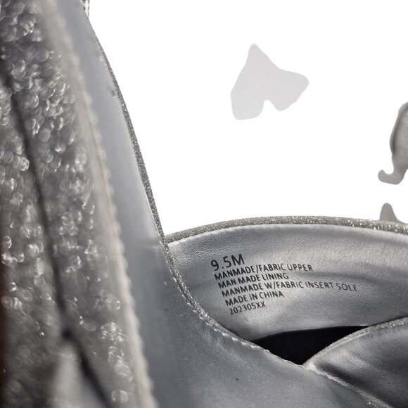 Gianni Bini Women’s Platform Heels Size 9.5 Silver Glitter Rhinestone Dempse 674 - Picture 12 of 13